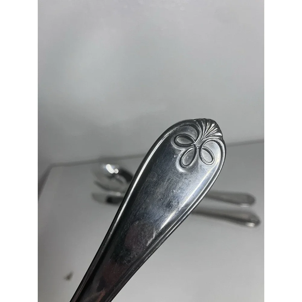 Reed & Barton Stainless RIBBON CREST Ribbon Bow Plume 3 Piece Serving Set